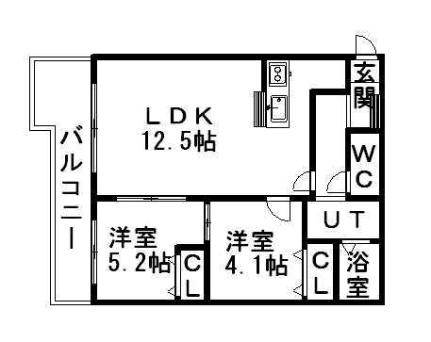 Ａｍｂｉｅｎｔｅ619 00305｜北海道札幌市中央区北六条西１９丁目(賃貸マンション2LDK・3階・43.12㎡)の写真 その2