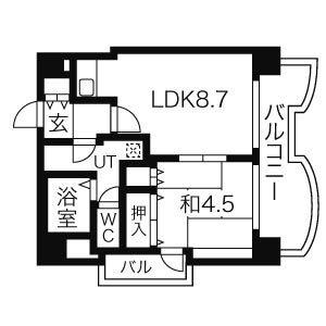 札幌ビオス館 915｜北海道札幌市中央区南五条東３丁目(賃貸マンション1LDK・9階・34.14㎡)の写真 その2