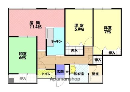 トーアパレス豊岡 502｜北海道旭川市豊岡七条４丁目(賃貸マンション3LDK・5階・76.35㎡)の写真 その2