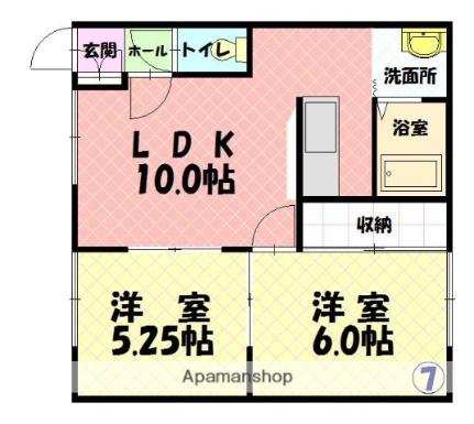 ワンダーハイツ98 207｜北海道旭川市永山九条８丁目(賃貸アパート2LDK・2階・45.56㎡)の写真 その2