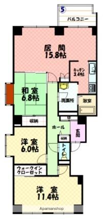 カサ・パラシオン 1105｜北海道旭川市宮下通１１丁目(賃貸マンション3LDK・11階・97.43㎡)の写真 その2