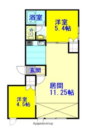 サンコート豊岡Ｂ棟 205｜北海道旭川市豊岡十四条４丁目(賃貸アパート2LDK・2階・45.63㎡)の写真 その2