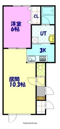 メゾン・ド・ユウキII 201｜北海道旭川市北門町１１丁目(賃貸アパート1LDK・2階・43.30㎡)の写真 その2