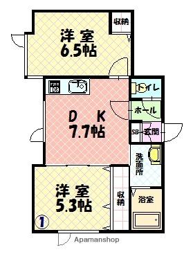 ルミエール ｜北海道旭川市南一条通２３丁目(賃貸アパート2DK・1階・44.87㎡)の写真 その2