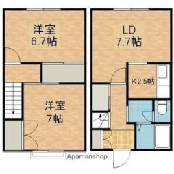 札幌市営東西線 大谷地駅 バス10分 平岡5条2丁目下車 徒歩4分の賃貸アパート 1階2LDKの間取り