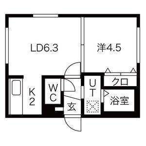 ブランノワールＮｏｒｄ 102｜北海道札幌市北区北十三条西２丁目(賃貸マンション1LDK・1階・29.38㎡)の写真 その2