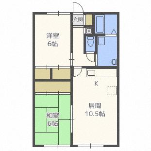 Ｍｓ八軒 102｜北海道札幌市西区八軒八条東２丁目(賃貸アパート2LDK・1階・52.65㎡)の写真 その2