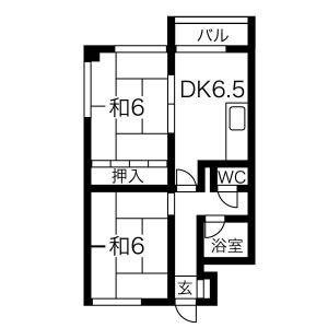 パークマンション 303｜北海道小樽市花園１丁目(賃貸マンション2DK・3階・43.74㎡)の写真 その2