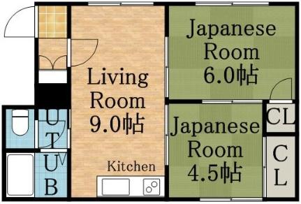 コーポかつみ 202｜北海道札幌市白石区北郷四条２丁目(賃貸アパート2DK・2階・37.90㎡)の写真 その2