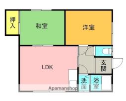 ハイツさとう 2階2DKの間取り