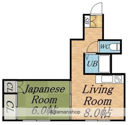 コーポ晶子館 402｜北海道札幌市西区八軒九条西１丁目(賃貸マンション1LDK・4階・36.64㎡)の写真 その2