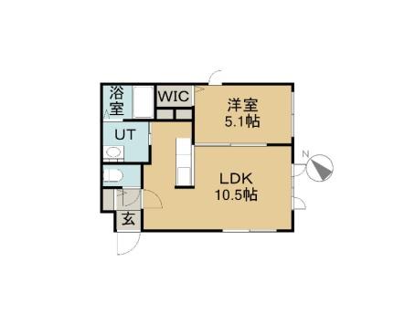 Ｃｕｔｅ 205｜北海道札幌市西区西町北１４丁目(賃貸マンション1LDK・2階・34.80㎡)の写真 その2