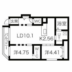 ラピスブラオ八軒 3階2LDKの間取り