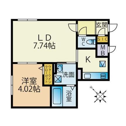 プレドニア琴似 202｜北海道札幌市西区二十四軒四条６丁目(賃貸マンション1LDK・2階・33.49㎡)の写真 その2