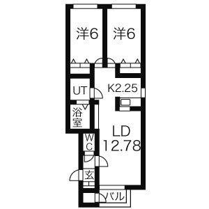 フォレスタ月寒東　Ｂ棟 102｜北海道札幌市豊平区月寒東二条１９丁目(賃貸アパート2LDK・1階・57.60㎡)の写真 その2