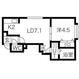 Ｇｅｌｓｏｍｉｎｏ平岡（ジェルソミーノ平岡） 3階1LDKの間取り