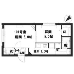 グランメール　南郷通16 201｜北海道札幌市白石区南郷通１６丁目北(賃貸マンション1LDK・2階・36.61㎡)の写真 その2