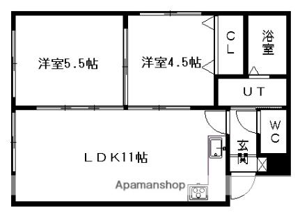 北海道札幌市中央区南四条西１２丁目(賃貸マンション2LDK・3階・45.39㎡)の写真 その2
