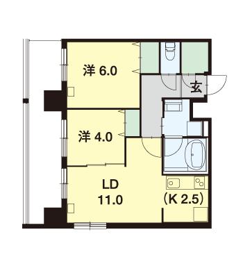 ＬＥＯＮＥ中島公園 1402｜北海道札幌市中央区南十条西１丁目(賃貸マンション2LDK・14階・49.54㎡)の写真 その2