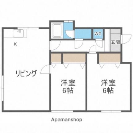 北海道札幌市中央区南六条西１５丁目(賃貸アパート2LDK・2階・60.99㎡)の写真 その2