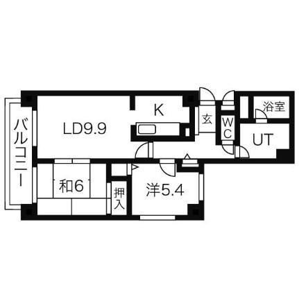 Ｃｏｒｅ大通 202｜北海道札幌市中央区大通西１５丁目(賃貸マンション2LDK・2階・58.31㎡)の写真 その2