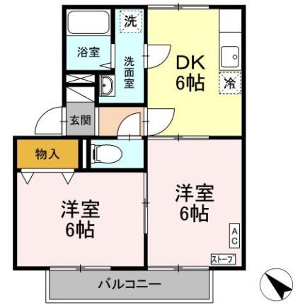 セジュール類家 A103｜青森県八戸市南類家２丁目(賃貸アパート2DK・1階・41.89㎡)の写真 その2