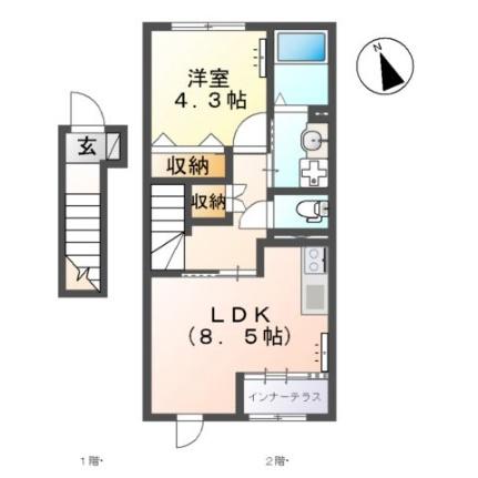 モアナマカナエルア 203｜宮城県仙台市青葉区宮町１丁目(賃貸アパート1LDK・2階・40.30㎡)の写真 その2