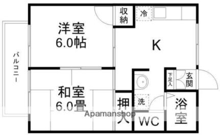 あけぼのグリーンハイツ 201 ｜ 宮城県仙台市青葉区あけぼの町（賃貸アパート2K・2階・40.20㎡） その2