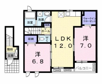 コンフォール 202｜宮城県黒川郡大和町吉岡字上柴崎(賃貸アパート2LDK・2階・61.47㎡)の写真 その2