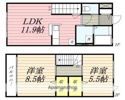 宮城県仙台市宮城野区福田町南１丁目(賃貸テラスハウス2LDK・1階・65.79㎡)の写真 その2