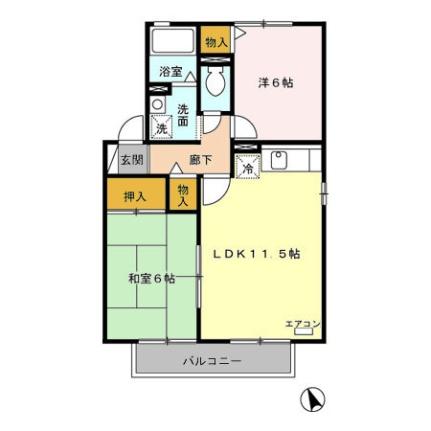 ツインコート　Ａ・Ｂ ｜宮城県仙台市宮城野区岩切字青津目(賃貸アパート2LDK・1階・53.48㎡)の写真 その2