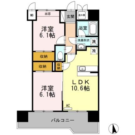 宮城県名取市杜せきのした２丁目（賃貸マンション2LDK・5階・55.20㎡） その2