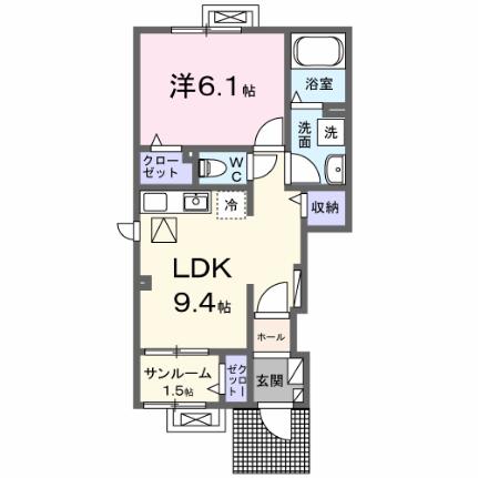 グレープシードII 101｜山形県天童市田鶴町４丁目(賃貸アパート1LDK・1階・40.04㎡)の写真 その2