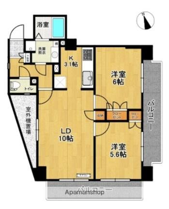 福島県郡山市赤木町(賃貸マンション2LDK・4階・55.62㎡)の写真 その2