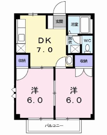 ニューシティ岩城 205｜福島県郡山市小原田１丁目(賃貸アパート2DK・2階・40.04㎡)の写真 その2