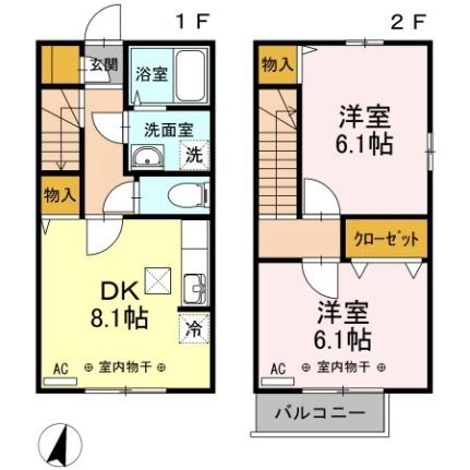 福島県郡山市安積町笹川字狐塚(賃貸アパート2DK・1階・53.87㎡)の写真 その2