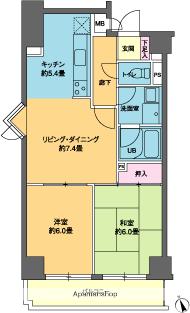 ホワイトプラザ会津 ｜福島県会津若松市中央２丁目(賃貸マンション2LDK・6階・55.77㎡)の写真 その2