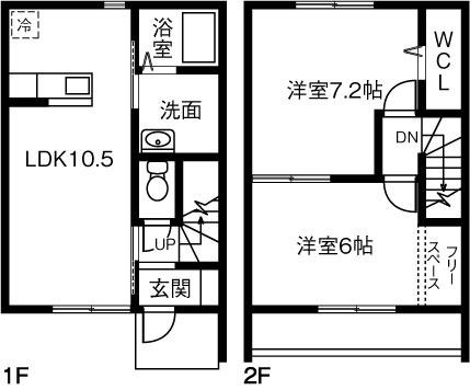 ＭｅｌｌｏｗＢｅｌｌみどりのII 105｜茨城県笠間市吉岡(賃貸テラスハウス2LDK・1階・57.98㎡)の写真 その2