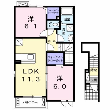 トキメック・ハイムＧ 201 ｜ 栃木県那須塩原市井口（賃貸アパート2LDK・2階・57.63㎡） その2