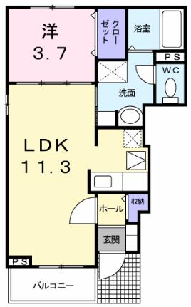 ＪＵＲＩ　II 101｜栃木県さくら市馬場(賃貸アパート1LDK・1階・37.13㎡)の写真 その2