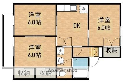 ベルメゾンＡ棟 202｜栃木県真岡市亀山１丁目(賃貸アパート3DK・2階・53.46㎡)の写真 その2