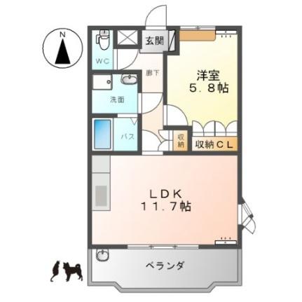 プロニティＦｕｊｉｍｉ 00201｜栃木県足利市富士見町(賃貸アパート1LDK・2階・44.55㎡)の写真 その2