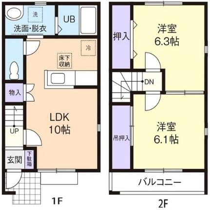 ｇｒｅｅｎ　ｐｅａｋ　Ｂ 102 ｜ 栃木県足利市小俣町（賃貸アパート2LDK・2階・56.61㎡） その2