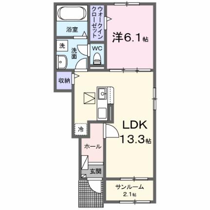 サンフラウア 105｜群馬県伊勢崎市三室町(賃貸アパート1LDK・1階・50.01㎡)の写真 その2