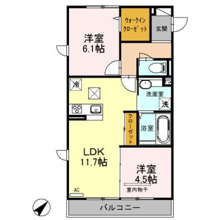 埼玉県さいたま市緑区大字中尾(賃貸アパート2LDK・1階・55.47㎡)の写真 その2