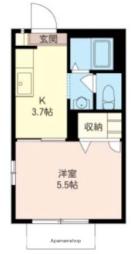 ドミール・川越 2階1Kの間取り