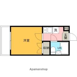 三光町マンション 3階1Kの間取り