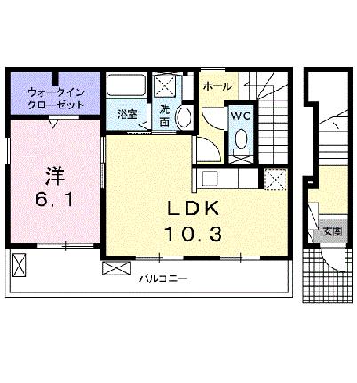 パシオン 201 ｜ 埼玉県川越市大字上戸（賃貸アパート1LDK・2階・46.73㎡） その2