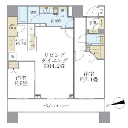 ＢｒｉｌｌｉａＴｏｗｅｒｓ目黒サウスレジデンス 2702｜東京都品川区上大崎３丁目(賃貸マンション2LDK・27階・72.49㎡)の写真 その2