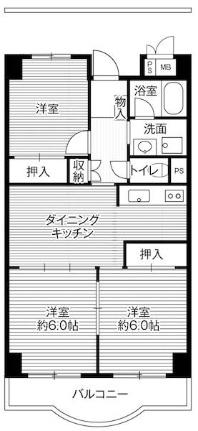ビレッジハウス芝浦タワー1号棟 1003｜東京都港区海岸３丁目(賃貸マンション3DK・10階・60.58㎡)の写真 その2